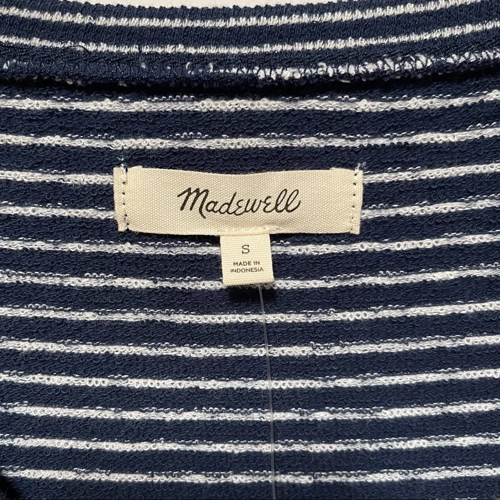 Madewell V-Neck Bubble Sleeve Stripe Sweatshirt